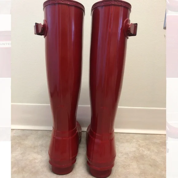 Hunter Red Gloss Tall Rain Boots - Picture 2 of 10